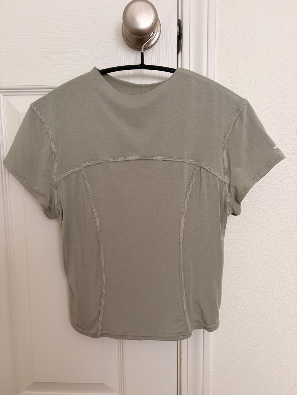 YoungLA Women's Amore Smoky Green Short Sleeve Seam-Detail Tee